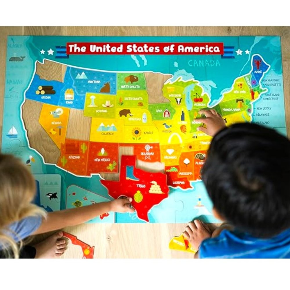 CHUCKLE & ROAR Preschool Kindergarten USA Map Large 50 PC Floor Puzzle NIB